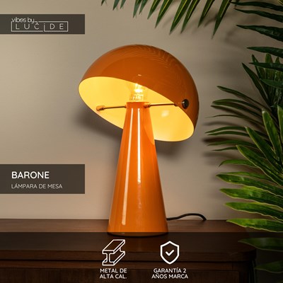 Lucide BARONE - Lámpara de mesa - Ø 23 cm - 1xE27 - Naranja | Vibes
